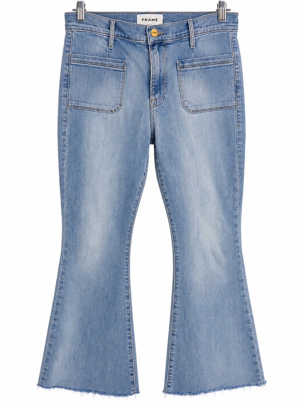 FRAME Le Bardot Crop Flare Jeans Fenix Size 28 Raw Hem